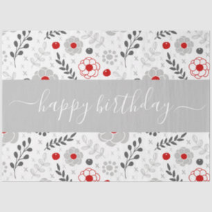 Hübsch Moderne Blume Rot und Grau Geburtstag Seidenpapier