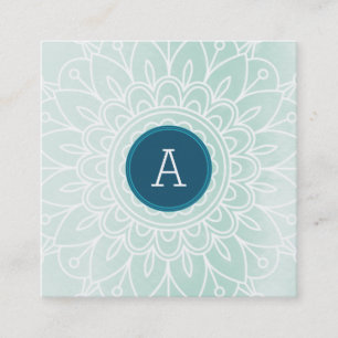 HÜBSCH MONOGRAM Moderne boho mandala-Muster Minze Quadratische Visitenkarte