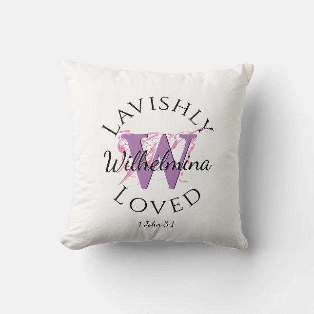 Hübsch | Monogram Name LAVISHLHED Lilac W Kissen (Vorderseite)