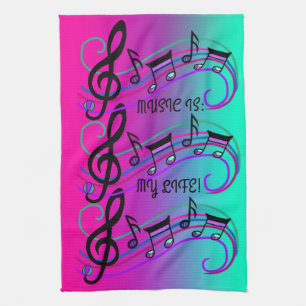Hübsch Music Life Liebe Happy Pink Notes Dream Geschirrtuch