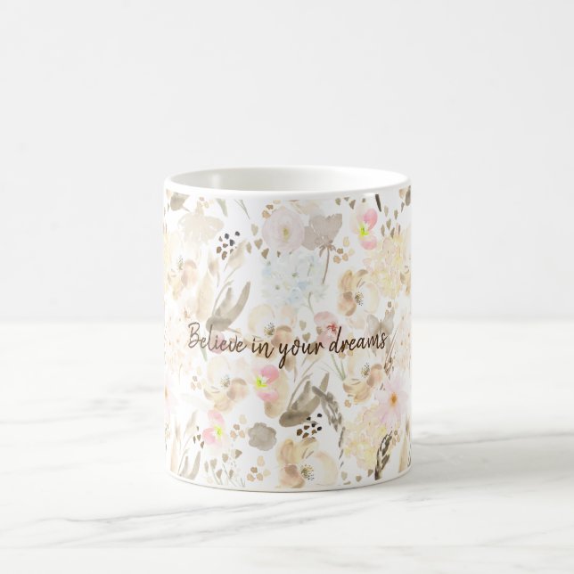 Hübsch neutrale Creme Pink Floral Kaffeetasse (Mittel)
