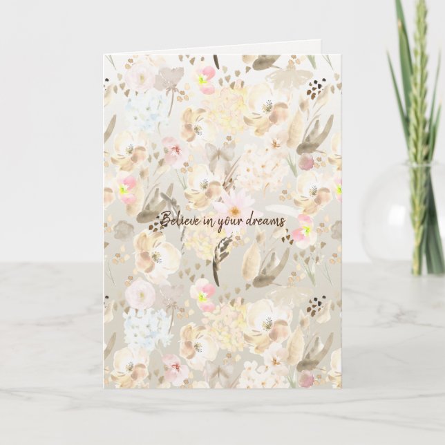 Hübsch neutrale Creme Pink Floral Karte (Vorderseite)