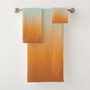 Hübsch Ombre Sunny Orange & Aquamarin Blue Gradie Badhandtuch Set