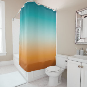 Hübsch Ombre Sunny Orange & Aquamarin Blue Gradie Duschvorhang