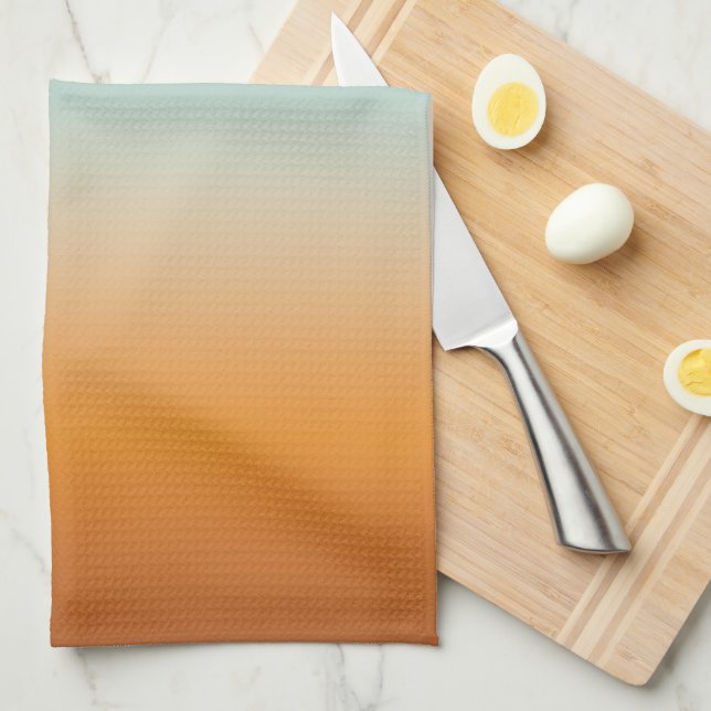 Hübsch Ombre Sunny Orange & Aquamarin Blue Gradien Geschirrtuch (Viertel Falte)