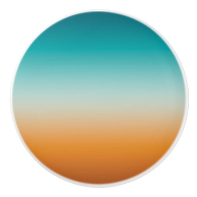 Hübsch Ombre Sunny Orange & Aquamarin Blue Gradien Keramikknauf (Vorderseite)