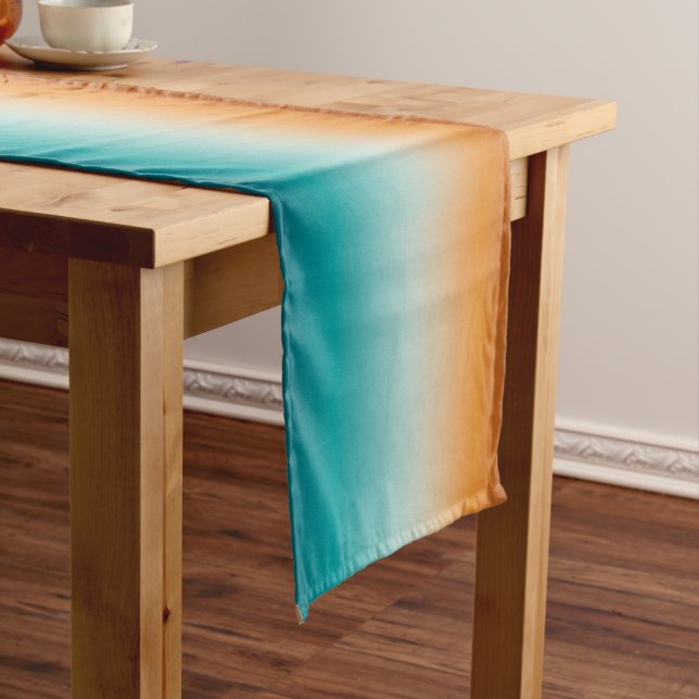 Hübsch Ombre Sunny Orange & Aquamarin Blue Gradien Kurzer Tischläufer (Beispiel)