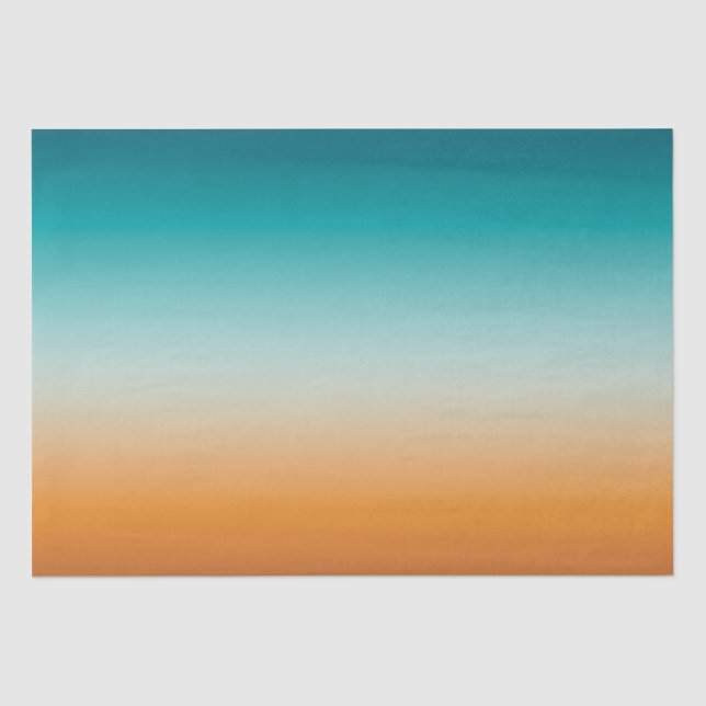 Hübsch Ombre Sunny Orange & Aquamarin Blue Gradien Seidenpapier (Vorderseite)