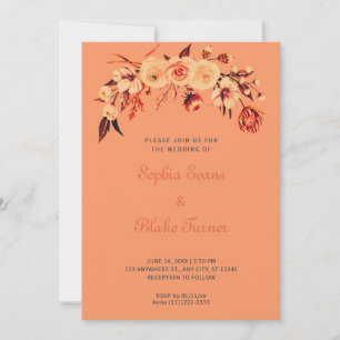Hübsch Orange Bohemisch Floral Orange Hochzeit Einladung