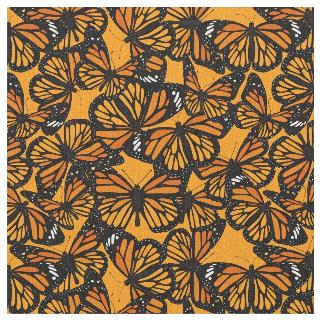 Hübsch Orange Monarch Butterfets Gemustert Stoff (Nahaufnahme)