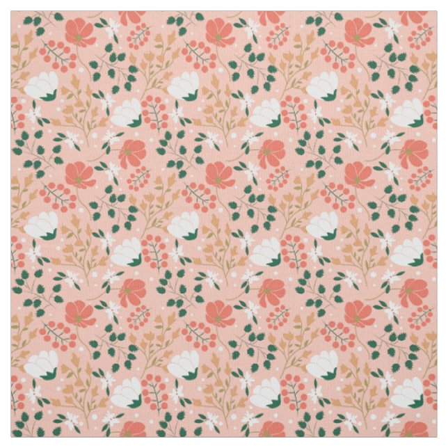 Hübsch Orange Pink Floral Stoff (Muster)