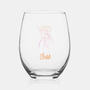 Hübsch Original Blume Tulip Kontur Illustration Weinglas Ohne Stiel