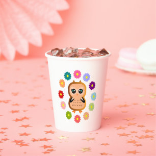 Hübsch Owl Niedlich Kawaii Girly Cartoon Illustrat Pappbecher