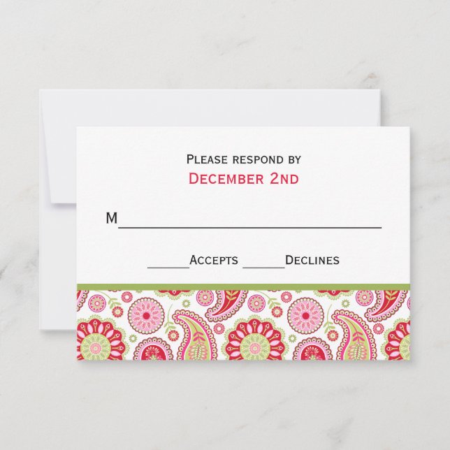 Hübsch Paisley Wedding RSVP Card (Vorderseite)