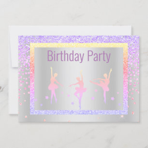 Hübsch Pastel Ballerina Sparkle Childrens Geburtst Einladung