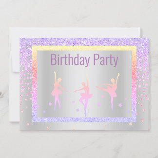 Hübsch Pastel Ballerina Sparkle Childrens Geburtst Einladung