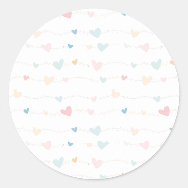 Hübsch Pastel Hearts Runder Aufkleber (Vorderseite)