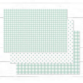 Hübsch Pastel Mint Green Gingham Karo Polka Dots Geschenkpapier Set