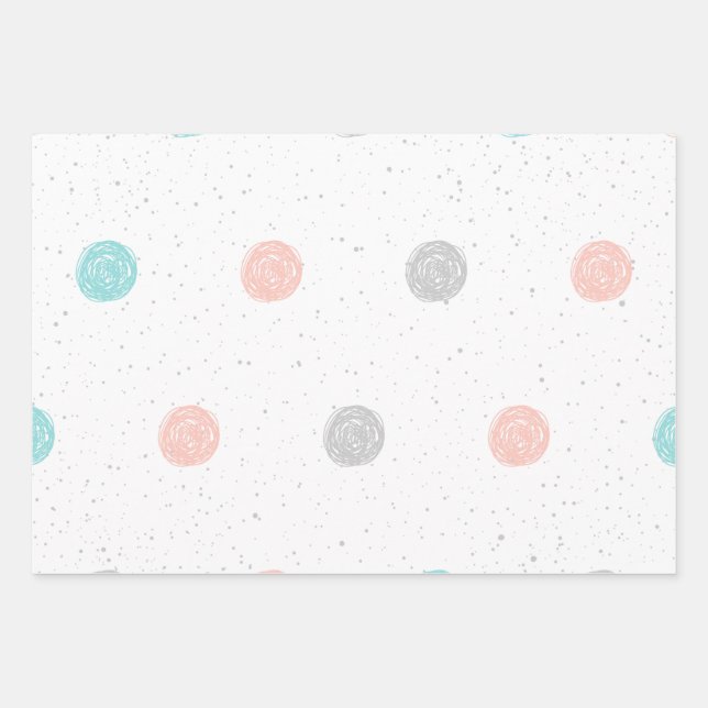 Hübsch Pastel Polka Dot Geschenkpapier Set (Vorderseite)
