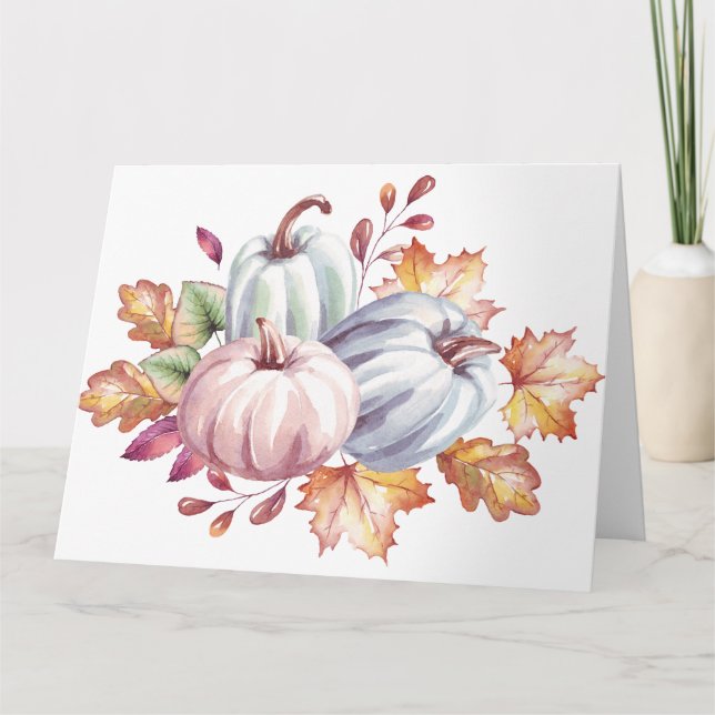Hübsch Pastel Watercolor Pumpkins Karte (Vorderseite)