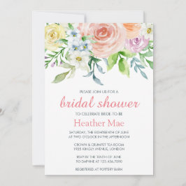 Hübsch Pastellrosa Aquarellfarben Brautparty Einladung