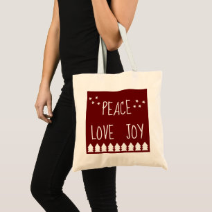 Hübsch Peace Liebe Joy Burgundy Weihnachtsfeier Tragetasche