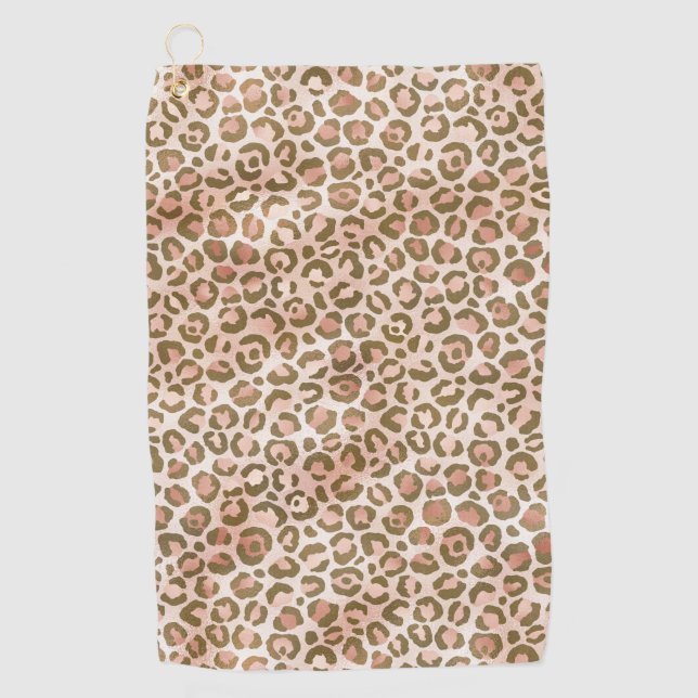 Hübsch Peach Brown Leopard Print Golfhandtuch (Vorderseite)