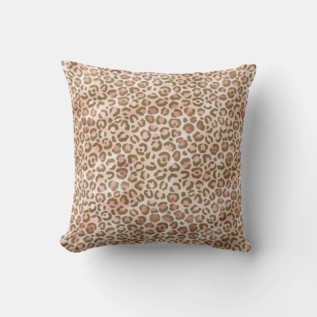 Hübsch Peach Brown Leopard Print Kissen (Vorderseite)