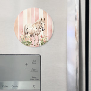 Hübsch Peach Pink Cream Streifen Pferd Magnet