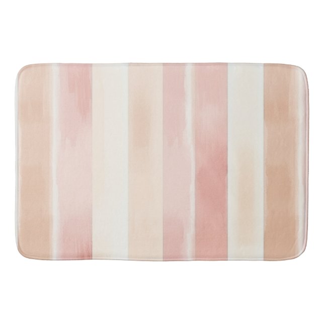 Hübsch Peach Pink Creme Streifen Badematte (Vorderseite)