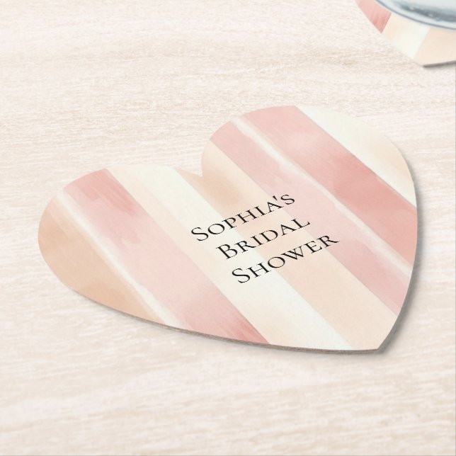 Hübsch Peach Pink Creme Streifen Brautparty Untersetzer (angewinkelt)