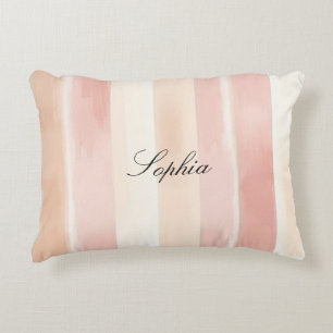 Hübsch Peach Pink Creme Streifen Dekokissen