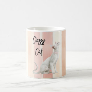 Hübsch Peach Pink Creme Streifen Kaffeetasse