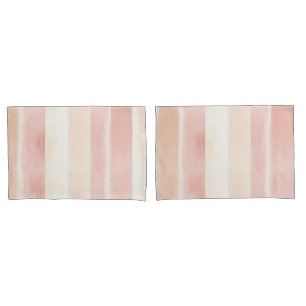 Hübsch Peach Pink Creme Streifen Kissenbezug