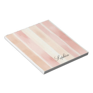 Hübsch Peach Pink Creme Streifen Notizblock