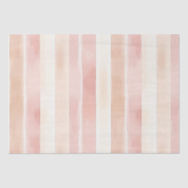Hübsch Peach Pink Creme Streifen Seidenpapier (Vorderseite)