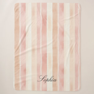Hübsch Peach Pink Creme Streifen Sherpadecke