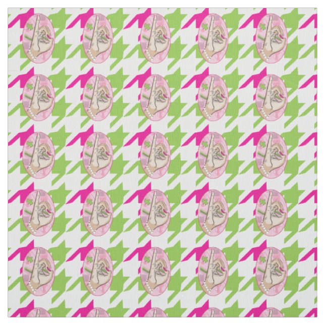 Hübsch Perfektes rosa und grünes Hahnentrittmuster Stoff (Muster)