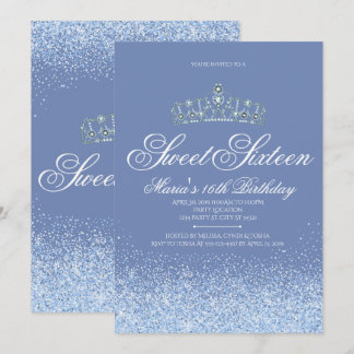 Hübsch Periwinkle Glitzer, Sweet 16 Einladungen