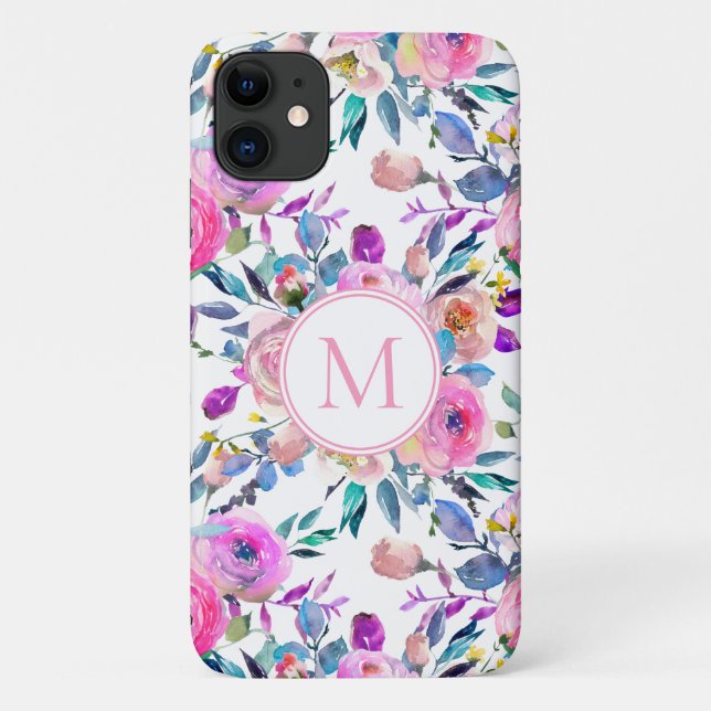 Hübsch Personalisierte Mit Monogramm Blume Case-Mate iPhone Hülle (Rückseite)