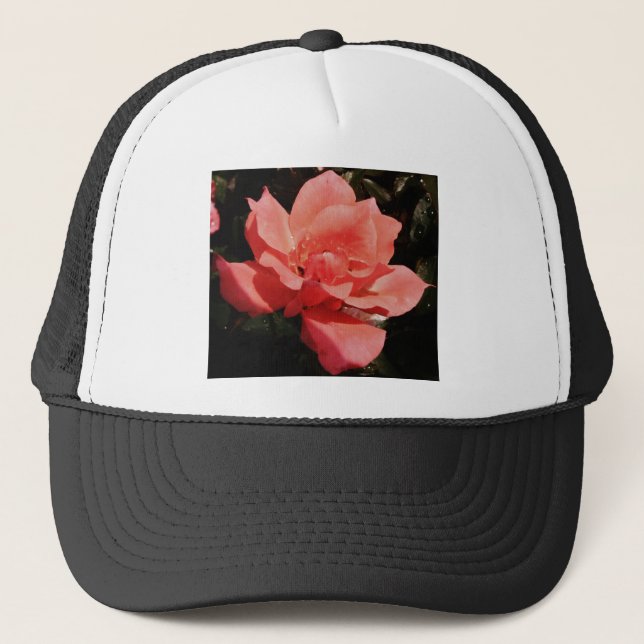 Hübsch Pfirsiche Rosa Rose Truckerkappe (Vorderseite)