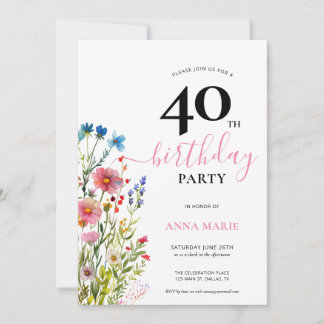 Hübsch Pink 40. Geburtstag Party Einladung