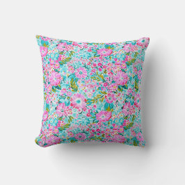Hübsch Pink Aqua Blue Chic Trendy Pastel Kissen