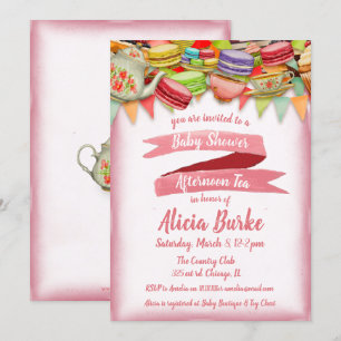 Hübsch Pink Baby Dusche Tee Party Einladung