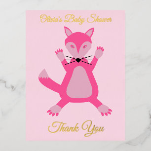Hübsch Pink Baby Fox Custom Folien Feiertagspostkarte