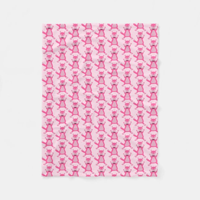 Hübsch Pink Baby Fox Gemustert Fleecedecke (Vorderseite)