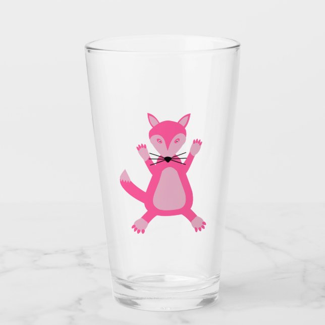 Hübsch Pink Baby Fox Glas (Vorderseite)