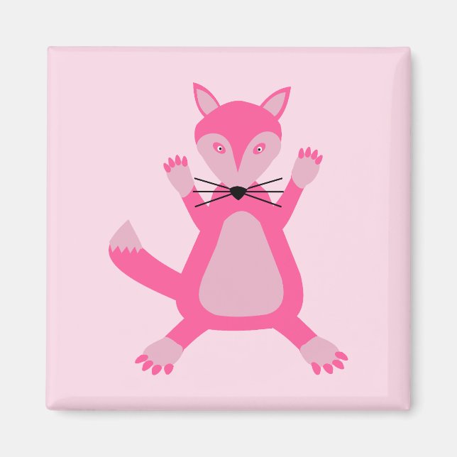Hübsch Pink Baby Fox Magnet (Vorne)