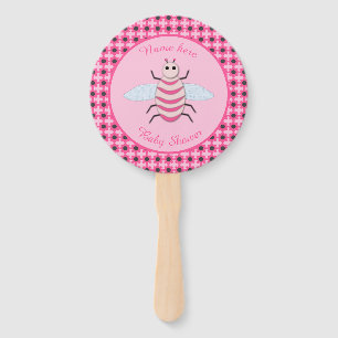 Hübsch Pink Baby Girl Bee Custom Baby Dusche Fächer
