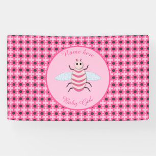 Hübsch Pink Baby Girl Bee Custom Banner